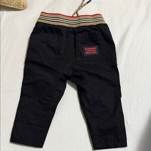 Burberry Kids Black Casual Pants with Red Accent